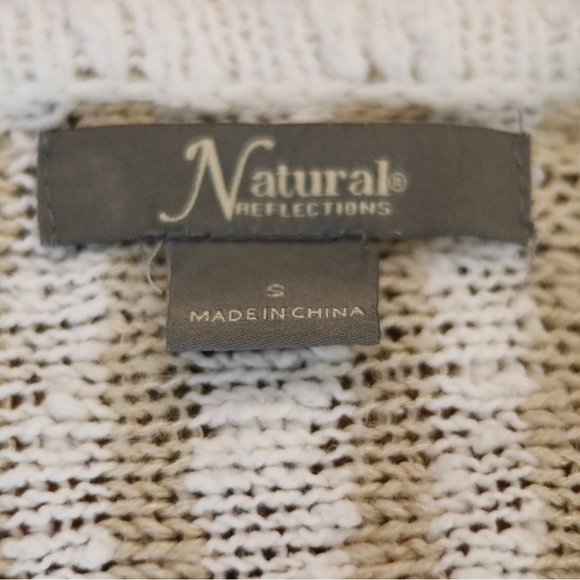 Beige blue and white Natural Reflections knit sweatshirt - Picture 7 of 7